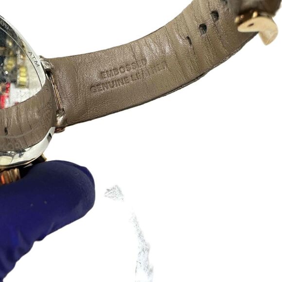 Michael Kors MK Watch Rose Gold Rhinestone CZ Chronograph Leather New Battery - Picture 10 of 12